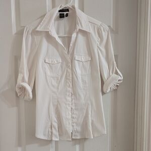 Cotton Express White Button-Up Shirt